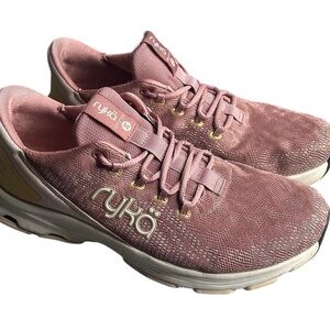 Ryka Women’s Devotion X Walking‎ Shoes Pink/Gold Size 8.5 (No Insoles)